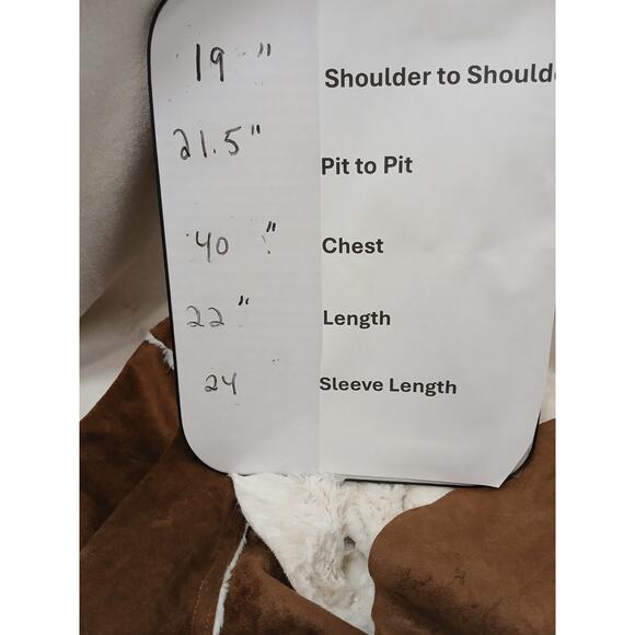 JouJou Faux Suede Shearling Waterfall Cardigan Jacket Size L Brown Boho Western - Picture 12 of 16